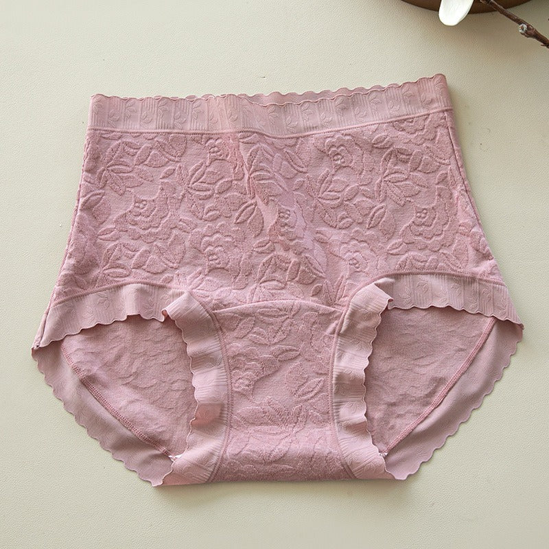 【新年穿幸運紅！】大彈力褲口，純棉提花浮雕高腰顯瘦抗菌女士内褲