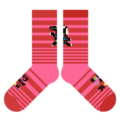 【新年襪子禮盒！3雙裝~】送紅包殼！新款小馬系列可愛馬年紅色襪子中筒襪男女可穿