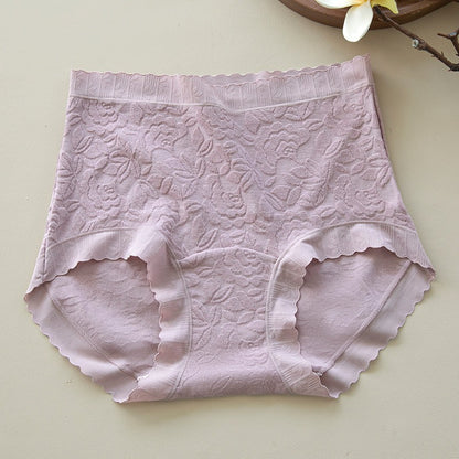 【新年穿幸運紅！】大彈力褲口，純棉提花浮雕高腰顯瘦抗菌女士内褲