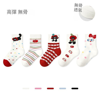 【高彈無骨棉童襪】5雙裝！每一步都踩在雲朵裏~耐磨/不勒脚，新款撞色可愛小狗百搭防臭童襪