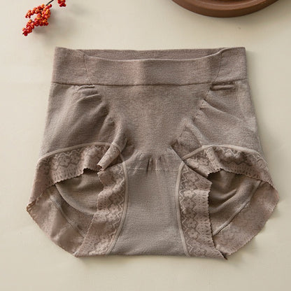 【天生柔軟順滑，收腹提臀】桑蠶絲蕾絲邊無痕包臀抗菌底襠大碼中高腰内褲