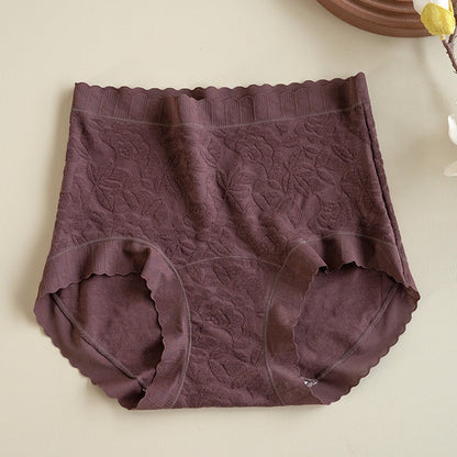 【新年穿幸運紅！】大彈力褲口，純棉提花浮雕高腰顯瘦抗菌女士内褲