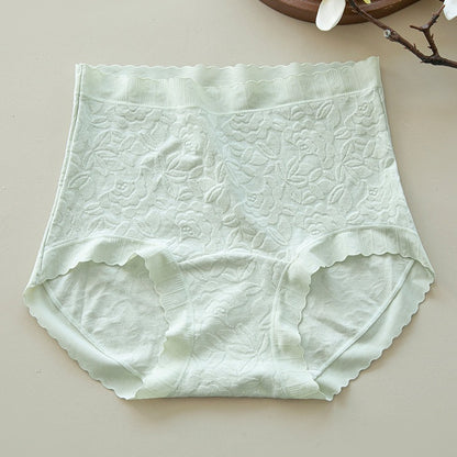 【新年穿幸運紅！】大彈力褲口，純棉提花浮雕高腰顯瘦抗菌女士内褲