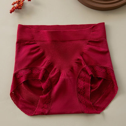 【天生柔軟順滑，收腹提臀】桑蠶絲蕾絲邊無痕包臀抗菌底襠大碼中高腰内褲