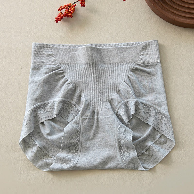 【天生柔軟順滑，收腹提臀】桑蠶絲蕾絲邊無痕包臀抗菌底襠大碼中高腰内褲