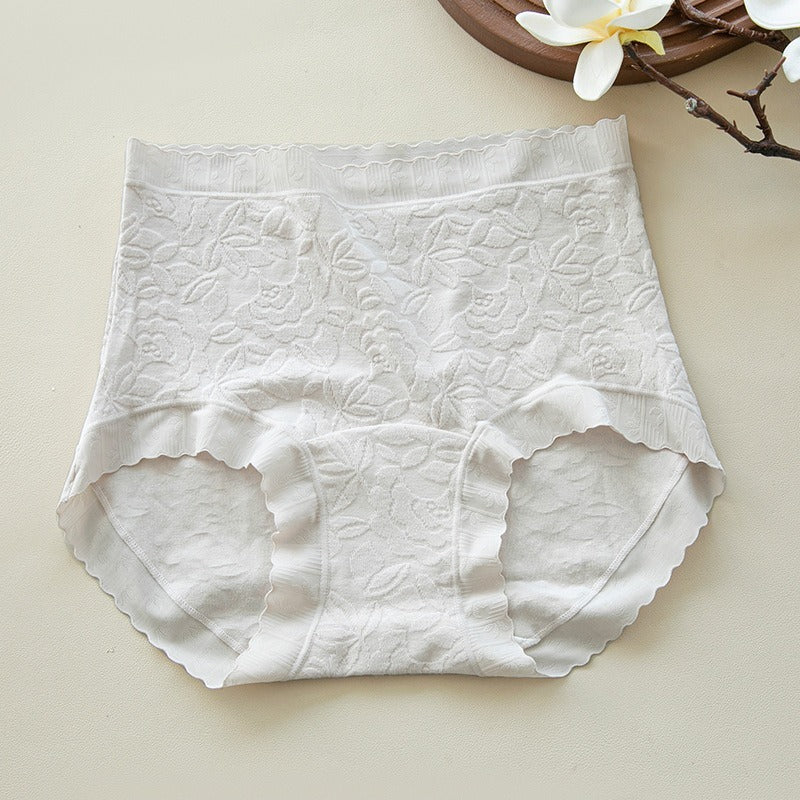 【新年穿幸運紅！】大彈力褲口，純棉提花浮雕高腰顯瘦抗菌女士内褲