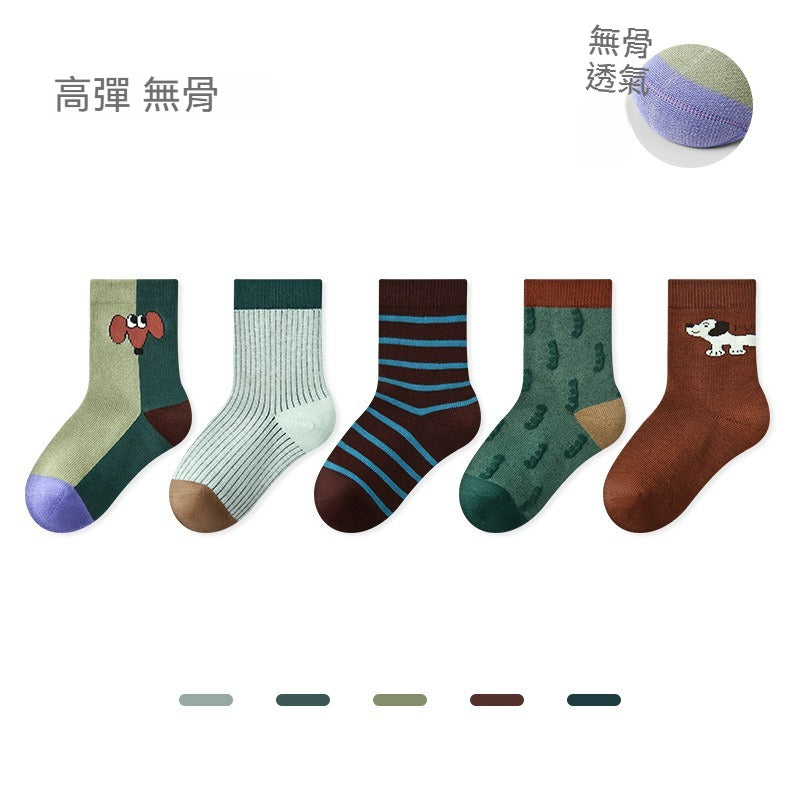 【高彈無骨棉童襪】每一步都踩在雲朵裏~耐磨/不勒脚，新款撞色可愛小狗百搭防臭童襪