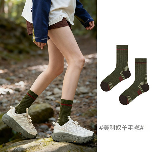 【優質美利奴羊毛】冬天擺脫腳冷煩惱！徒步/登山必備~新款吸濕排汗防滑毛圈中筒襪