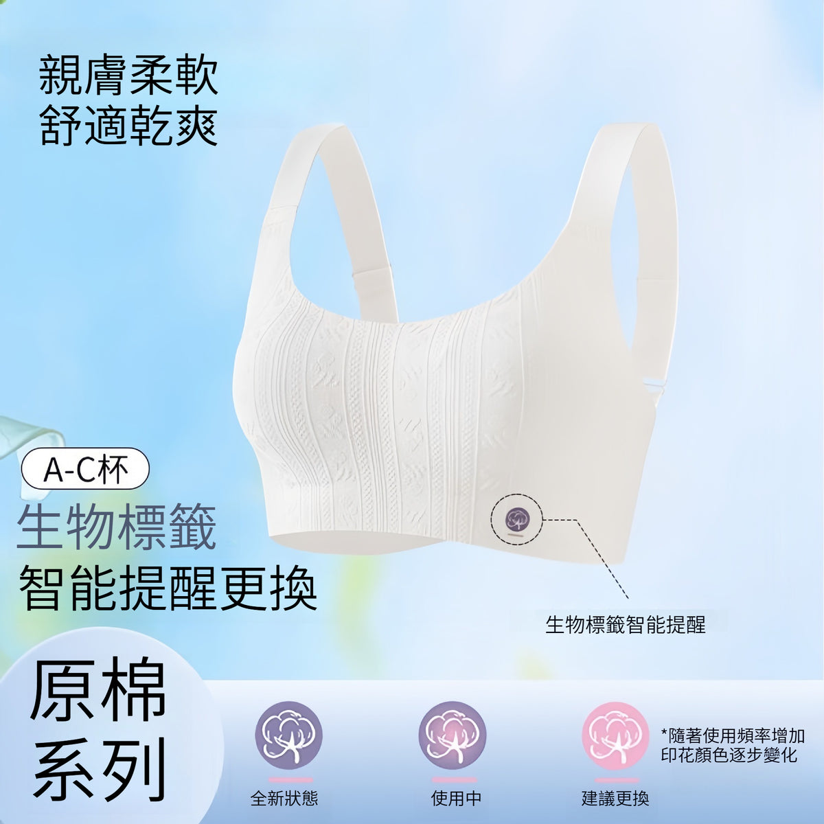 【舒適與顔值兼具！】自帶換新標！升級0染棉兔耳朵坑條紋聚攏收副乳透氣舒適軟支撐無痕内衣套裝