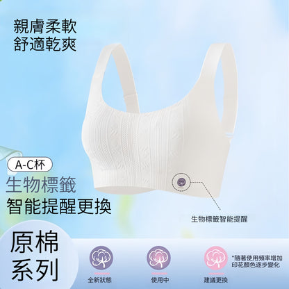 【舒適與顔值兼具！】自帶換新標！升級0染棉兔耳朵坑條紋聚攏收副乳透氣舒適軟支撐無痕内衣套裝