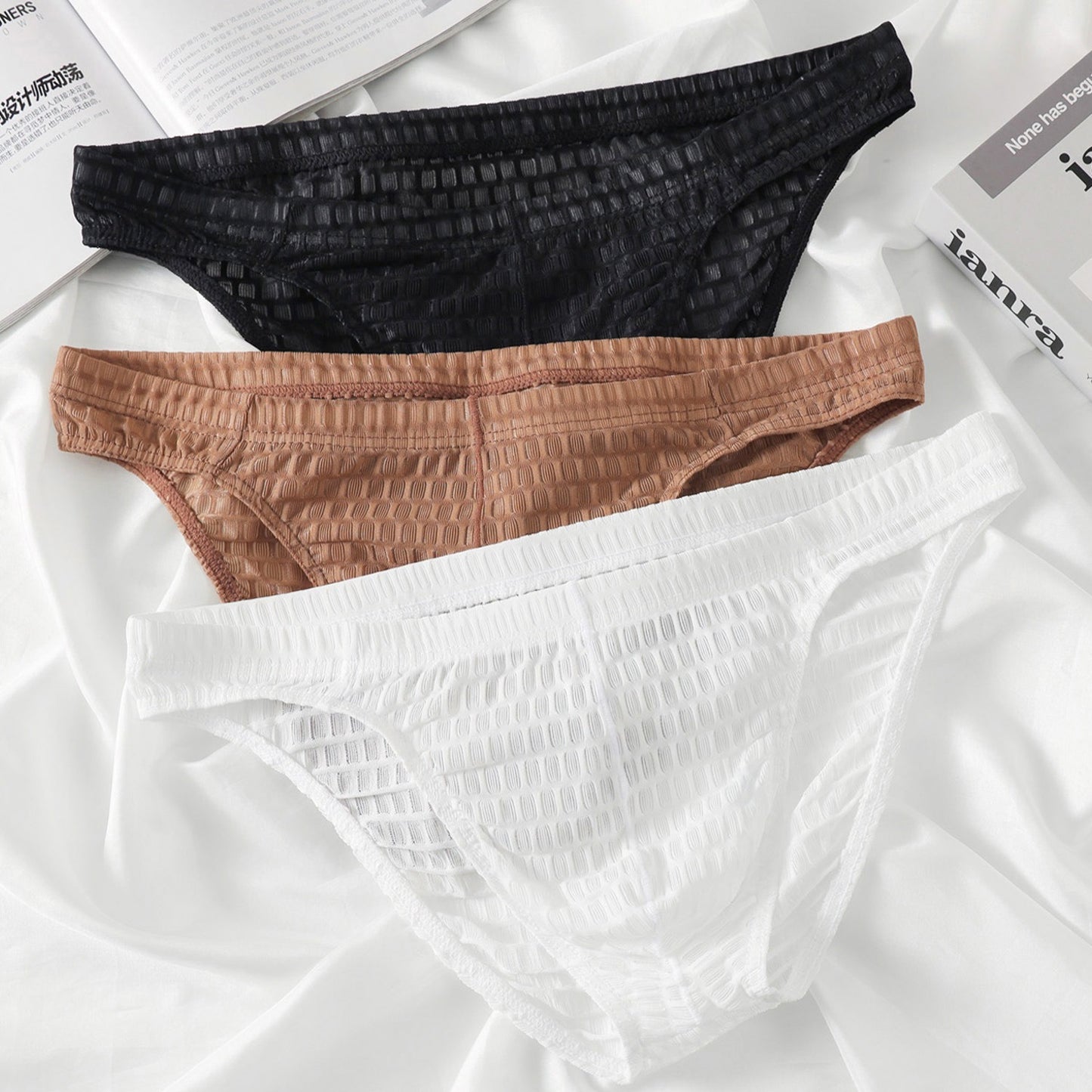 【26年新款上市！】若隱若現的性感~新款性感U囊袋超薄網紗男士三角包臀內褲