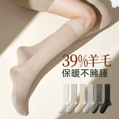 【兩種長度可選~】保暖不臃腫~39.7%羊毛過膝高彈透氣不勒脚長筒襪