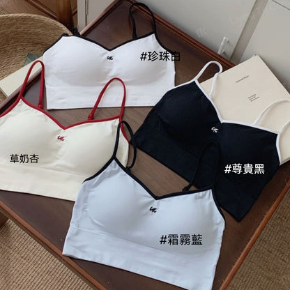 超值組合價【運動感少女系列】可外穿！夏日爆款涼感冰絲透氣撞色V領耐水洗吊帶少女感内衣