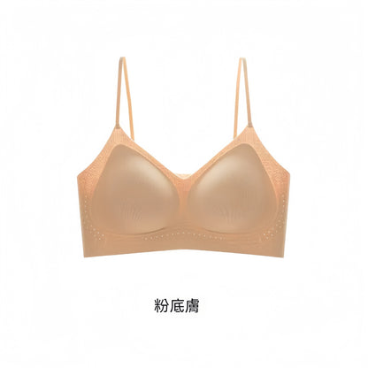 超值組合價【山茶花香氛系列】時尚細閃肩帶~夏季新款桑蠶絲莫代爾軟支撐果凍條提拉透氣無鋼圈内衣