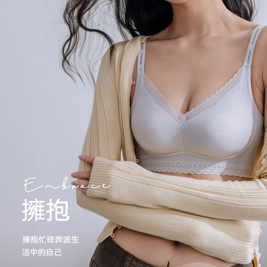 【法式深V蕾絲】小衆字母肩帶小胸聚攏收副乳防下垂無鋼圈内衣