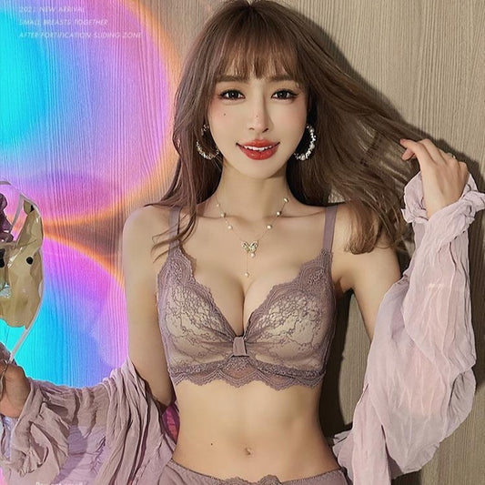 【性感純欲風】呈現飽滿酥胸~2025新款撞色蕾絲聚攏無鋼圈內衣