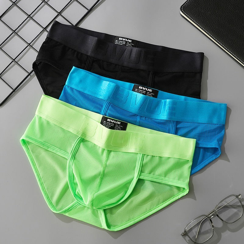 【網紗冰絲系列】更柔軟，更舒適~新款U凸囊袋透氣小三角男士内褲