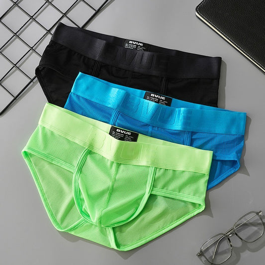 【網紗冰絲系列】更柔軟，更舒適~新款U凸囊袋透氣小三角男士内褲
