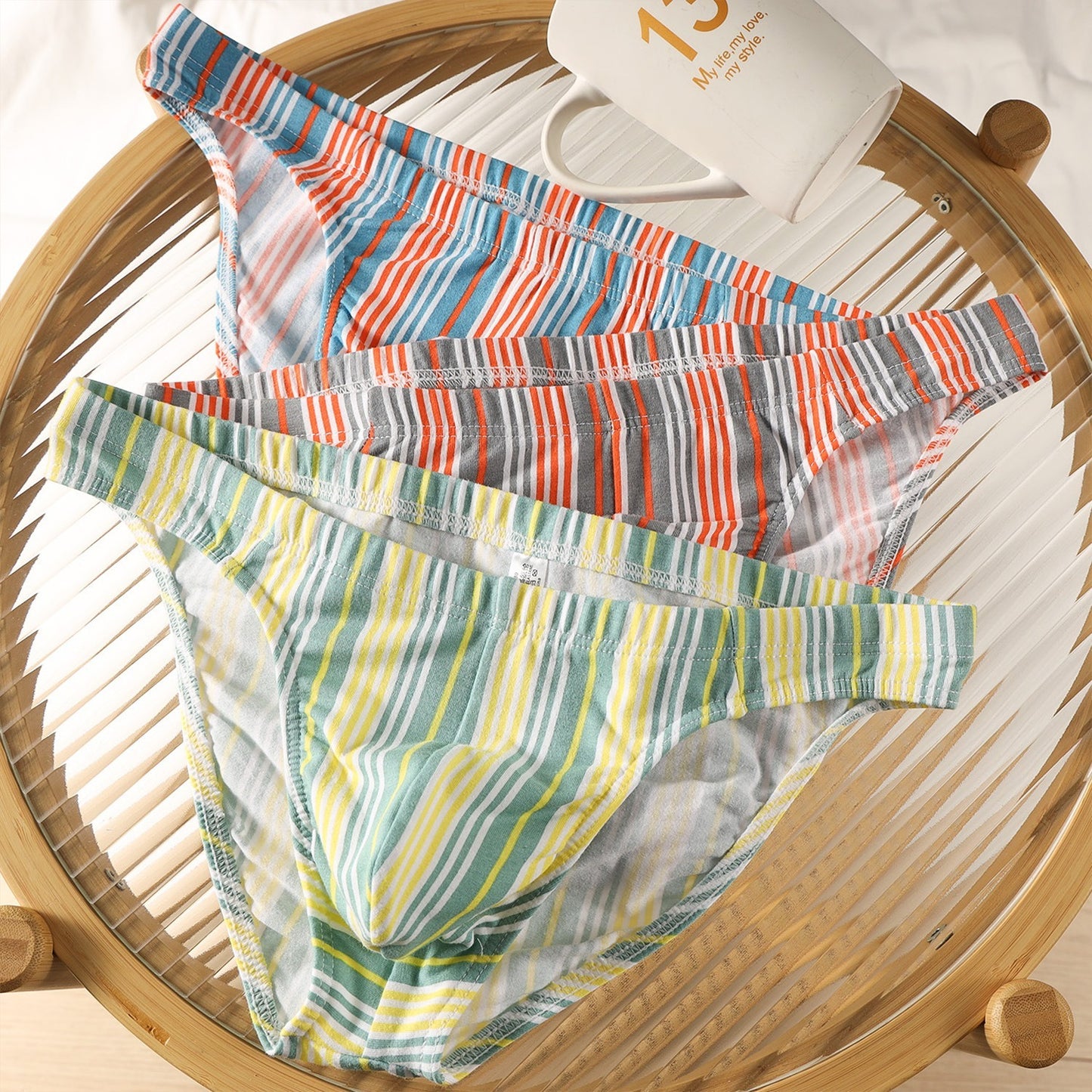 【包臀款！精緻型男首選】質感條紋，好看又好穿~新款純棉U凸囊袋修身性感男士三角内褲