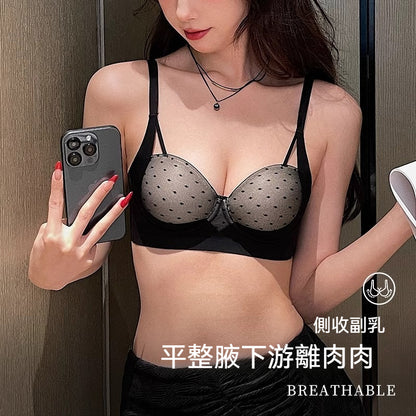 【穿出圓潤啵啵胸】新款上薄下厚月牙杯聚攏不空杯無鋼圈半杯內衣