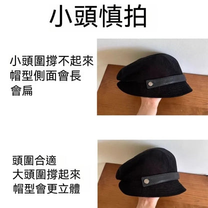 【騎車戴也不會掉！】多種戴法，自帶防風繩~秋季新款日系復古簡約百搭禮帽漁夫帽
