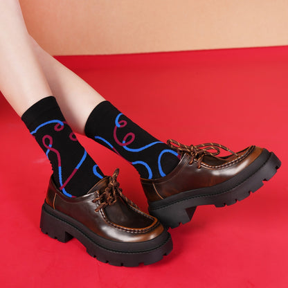 【新年紅襪禮盒！2雙裝~】送禮品袋&紅包殼！新款小馬系列撞色綫條小馬中筒棉襪