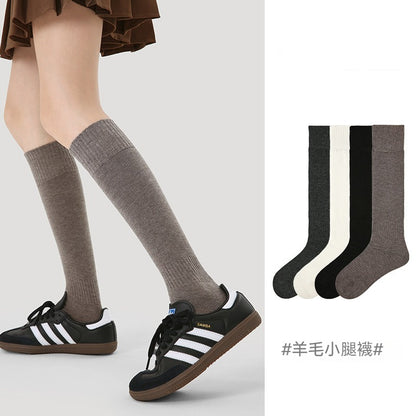 【素色保暖系列】秋冬新款素色羊毛保暖加厚顯瘦小腿襪