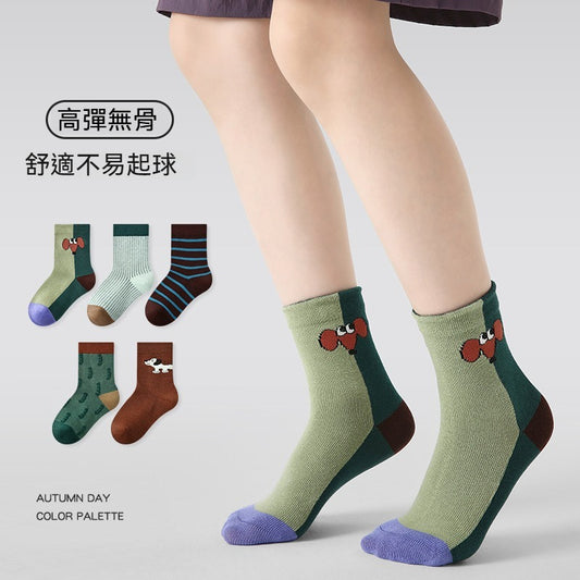 【高彈無骨棉童襪】每一步都踩在雲朵裏~耐磨/不勒脚，新款撞色可愛小狗百搭防臭童襪