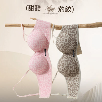 【熱辣豹紋系列】無痕美背穩托不晃小胸顯大聚攏收副乳圓潤性感撞色文胸