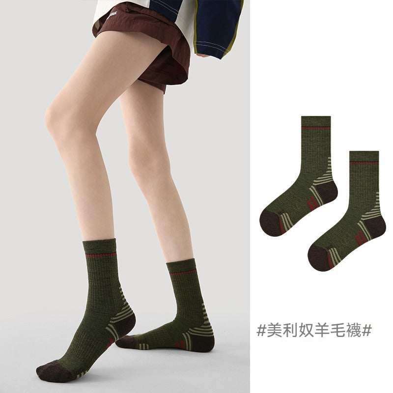 超值組合價【優質美利奴羊毛】冬天擺脫腳冷煩惱！徒步/登山必備~新款吸濕排汗防滑毛圈中筒襪