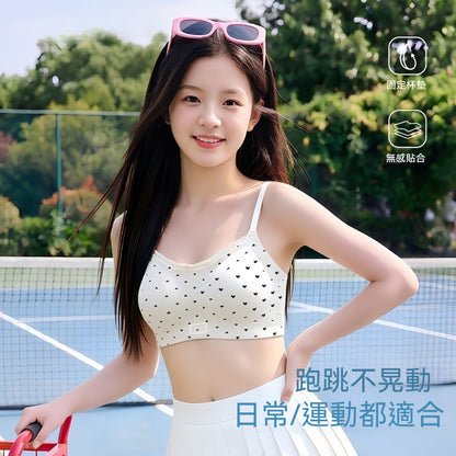 超值組合價【零感波點少女系列】有背扣/無背扣可選~W型軟支撐固定杯透氣細肩帶無鋼圈内衣