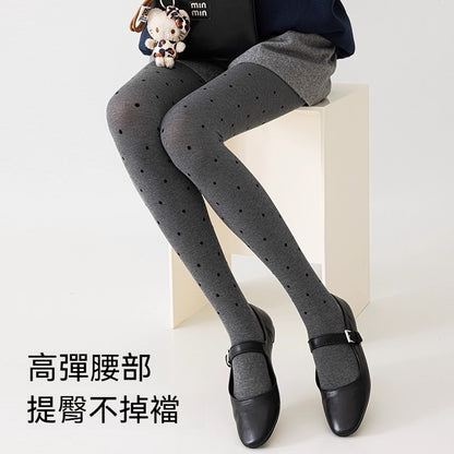 【壓力顯瘦，不易起球！】波點/純色可選~秋季新款分段壓力減少褶皺豎條紋打底襪褲襪