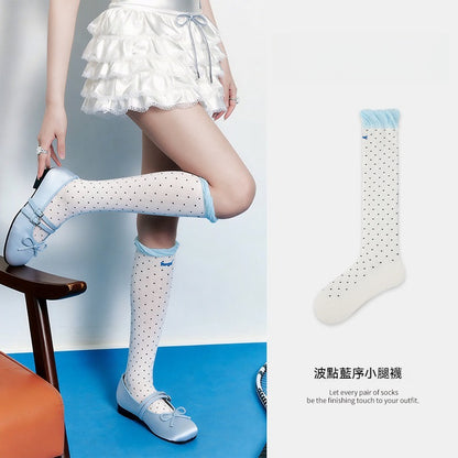 超值組合價【法式波點系列】佯裝/短褲/小西裝都顯瘦百搭~夏季新款仙女風公主襪透氣微壓過膝壓力襪