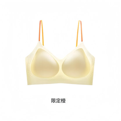 超值組合價【山茶花香氛系列】時尚細閃肩帶~夏季新款桑蠶絲莫代爾軟支撐果凍條提拉透氣無鋼圈内衣