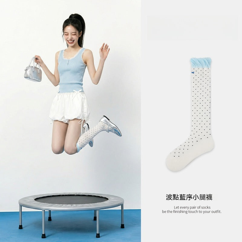 超值組合價【法式波點系列】佯裝/短褲/小西裝都顯瘦百搭~夏季新款仙女風公主襪透氣微壓過膝壓力襪