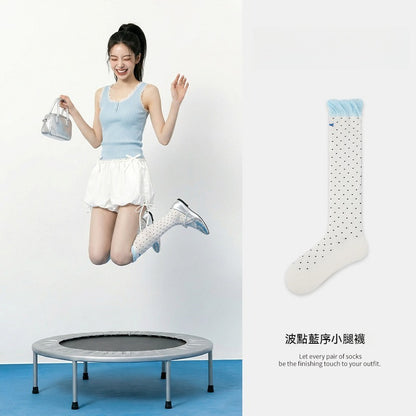 超值組合價【法式波點系列】佯裝/短褲/小西裝都顯瘦百搭~夏季新款仙女風公主襪透氣微壓過膝壓力襪