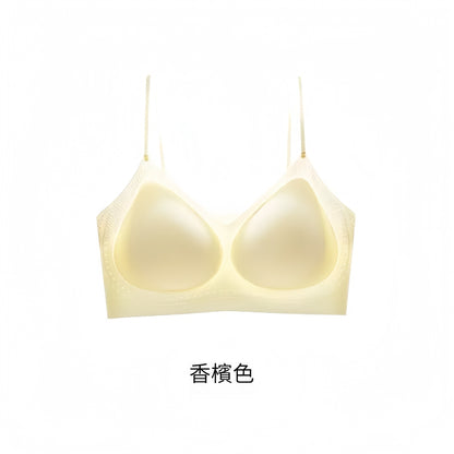 超值組合價【山茶花香氛系列】時尚細閃肩帶~夏季新款桑蠶絲莫代爾軟支撐果凍條提拉透氣無鋼圈内衣