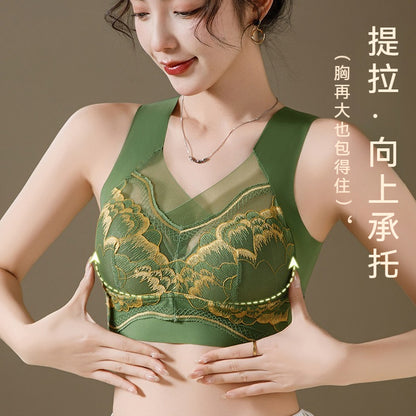 【透氣網孔內杯】視覺顯小，魅力加分！新款刺繡勾勒杯面提拉不跑杯聚攏無鋼圈內衣