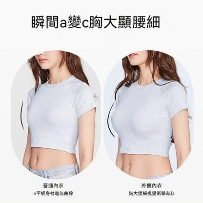 超值組合價【復古赫本領】反重力支撐！外擴漫畫胸聚攏不勒超舒適果凍條軟支撐條紋内衣