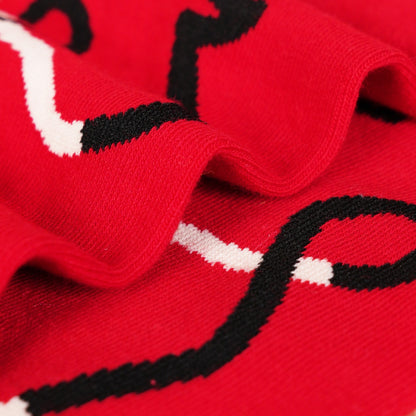 【新年紅襪禮盒！2雙裝~】送禮品袋&紅包殼！新款小馬系列撞色綫條小馬中筒棉襪