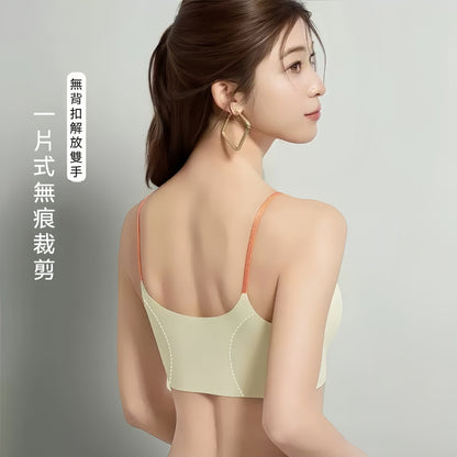 超值組合價【山茶花香氛系列】時尚細閃肩帶~夏季新款桑蠶絲莫代爾軟支撐果凍條提拉透氣無鋼圈内衣