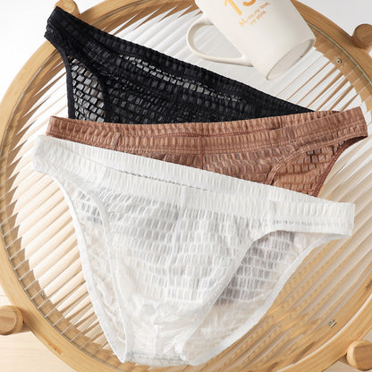 【26年新款上市！】若隱若現的性感~新款性感U囊袋超薄網紗男士三角包臀內褲