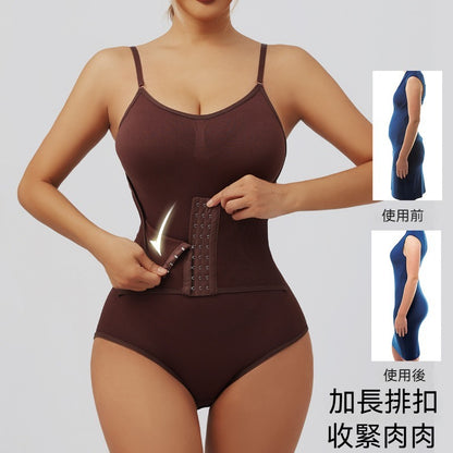 【聚攏托胸，收腹顯瘦】大碼！高彈無勒感一體式排扣設計無痕收腹塑身連體衣，排扣底襠便捷穿脫~