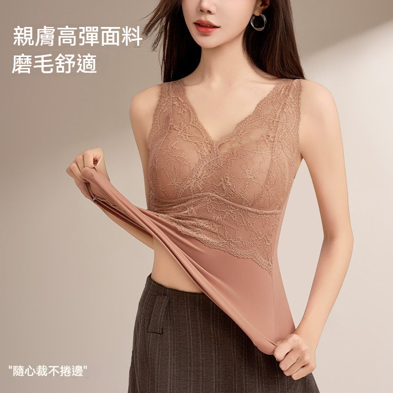 【秋冬磨毛系列】免穿内衣~新款秋冬保暖深V蕾絲内衣背心Bratop