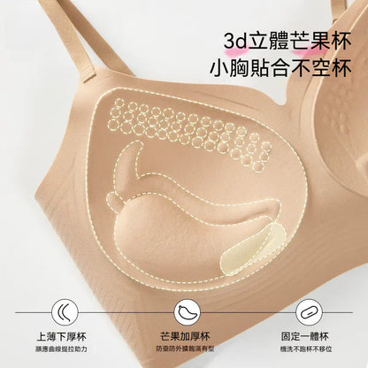 超值組合價【復古赫本領】反重力支撐！外擴漫畫胸聚攏不勒超舒適果凍條軟支撐條紋内衣