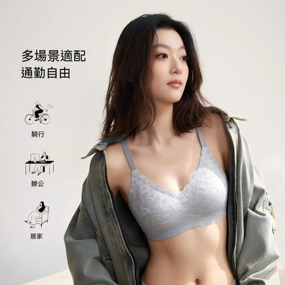 【花漾蕾絲系列】W型反重力支撐！新款V領螺紋針織3D按摩杯收副乳無鋼圈内衣