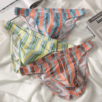 【包臀款！精緻型男首選】質感條紋，好看又好穿~新款純棉U凸囊袋修身性感男士三角内褲