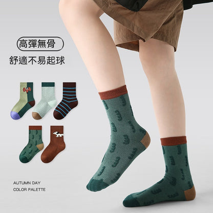 【高彈無骨棉童襪】每一步都踩在雲朵裏~耐磨/不勒脚，新款撞色可愛小狗百搭防臭童襪