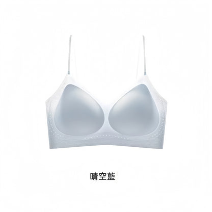 超值組合價【山茶花香氛系列】時尚細閃肩帶~夏季新款桑蠶絲莫代爾軟支撐果凍條提拉透氣無鋼圈内衣