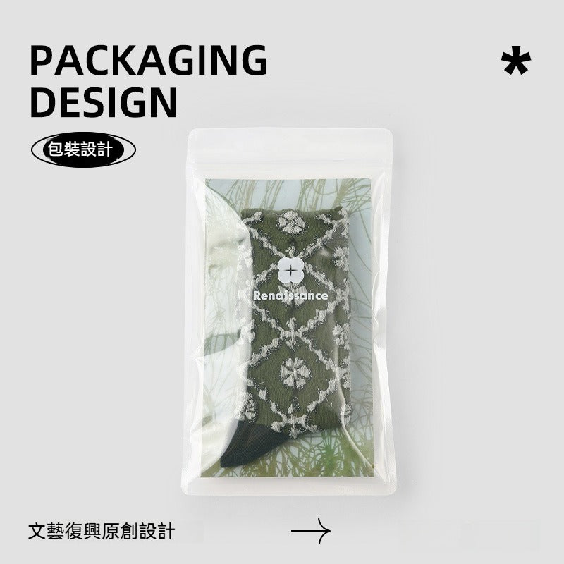 【復古格子花卉系列】三雙裝！秋季新款小眾設計感親膚透氣時尚中筒襪